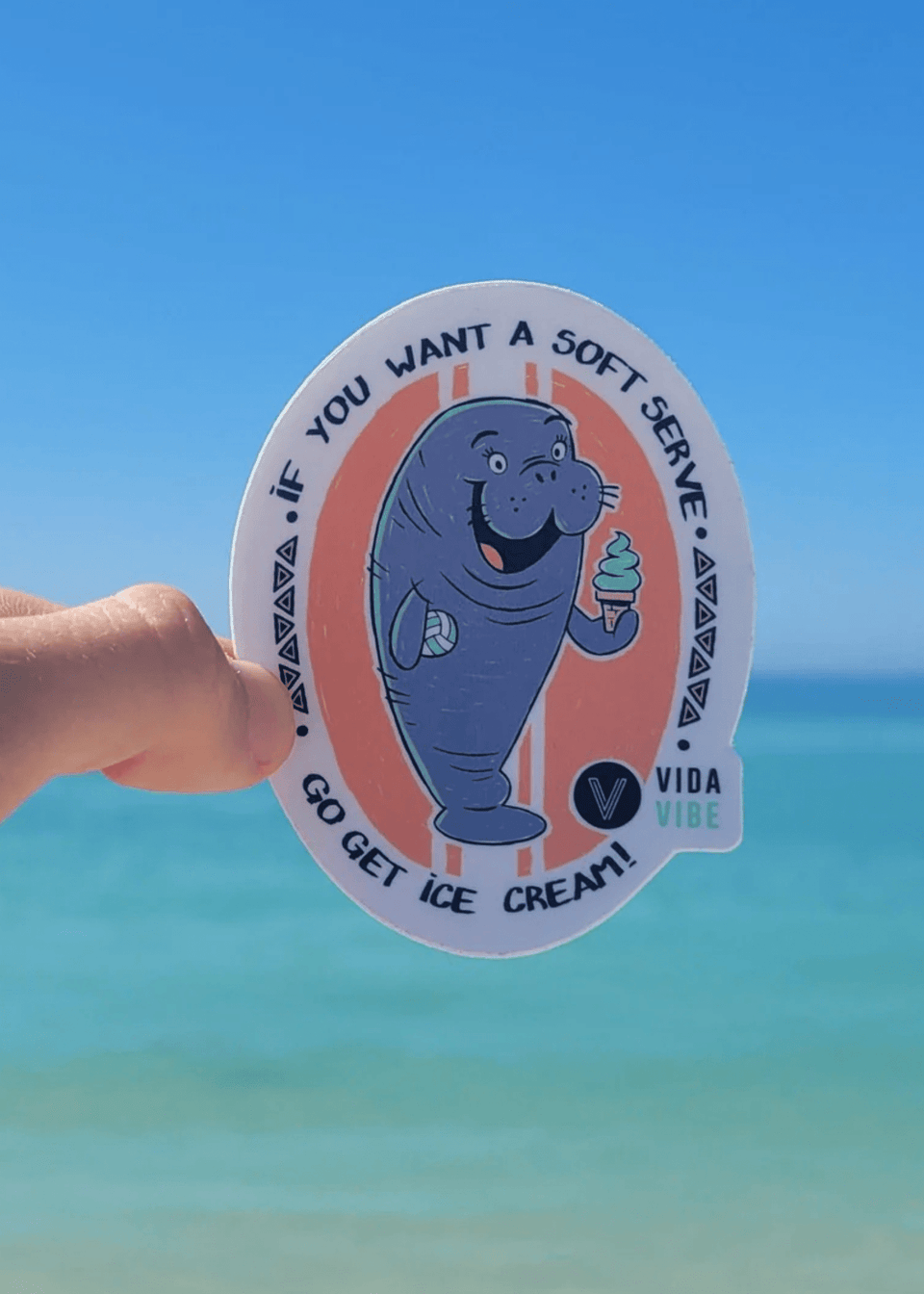 Soft Serve Manatee Volleyball Sticker